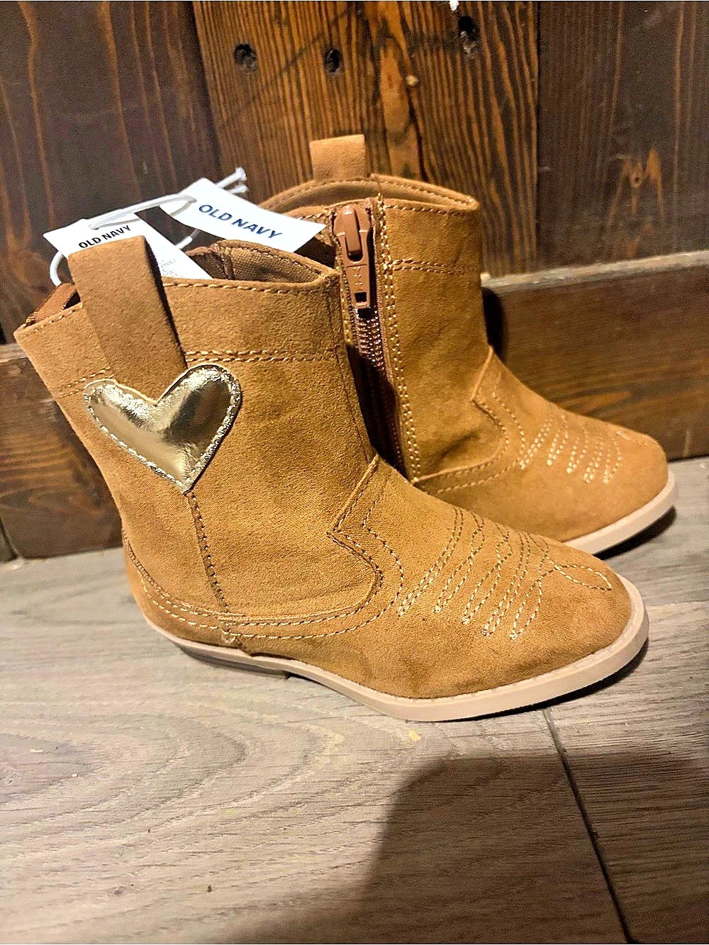 NWT Old Navy Faux-Suede Side-Zip Western Boots for Toddlers